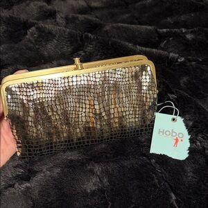 HOBO Gold and Silver Textured Clutch